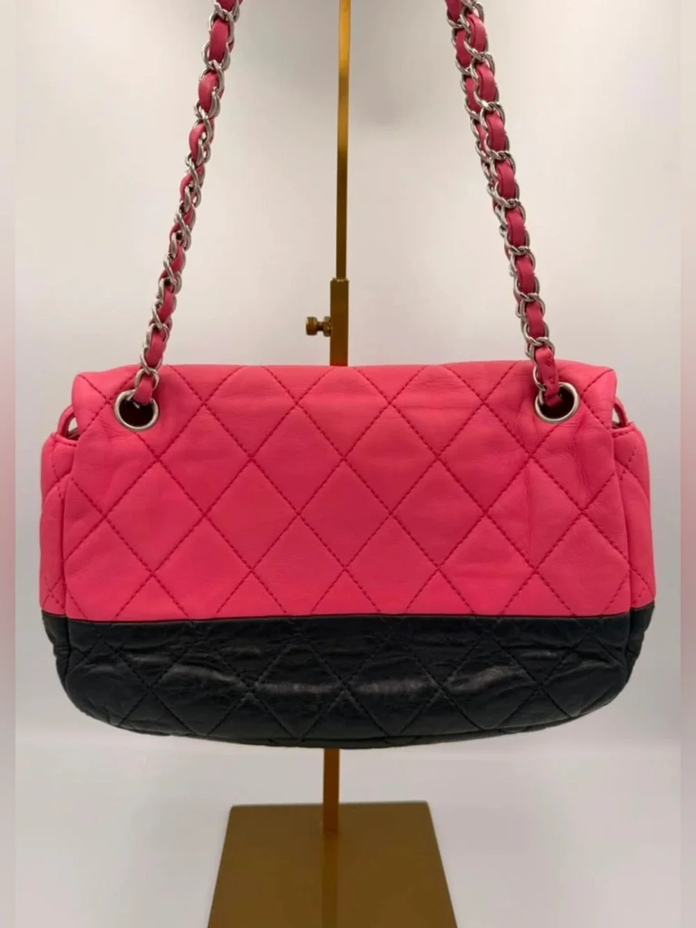 Chanel Bicolor Quilted Flap Bag — Pink/Black Lambskin
